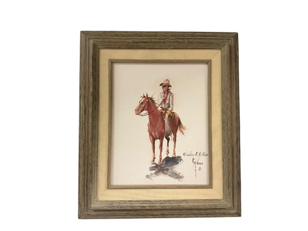 WESLEY FULLER SIGNED OIL PAINTING ON CANVAS " WORKIN COWBOY " (1 of 8)