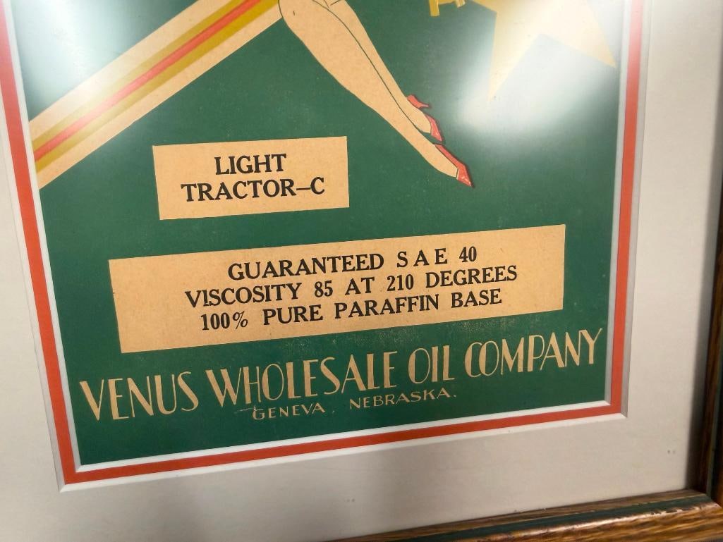 " MEN WORKING DO NOT OPERATE " METAL SIGN AND VENUS MOTOROIL ART DECO ADVERTISING PRINT - 7