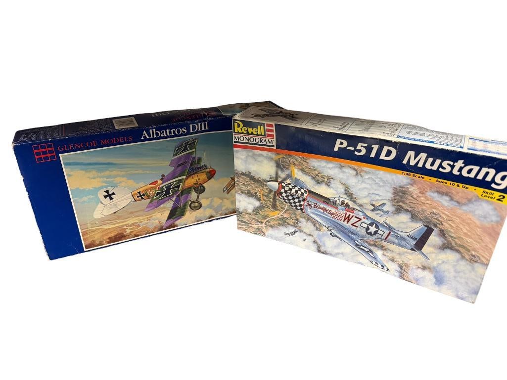 TWO AIRPLANE MODELS INCLUDING REVELL MONOGRAM P-51D MUSTANG AND GLENCOE ALBATROS DIII (1 of 14)