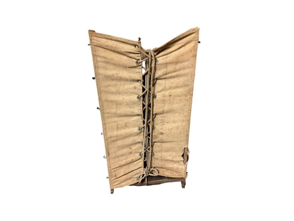 CIRCA 1900 PACKBOARD FEATURING BACK BOARD, LEATHER, AND CANVAS DESIGN (1 of 7)