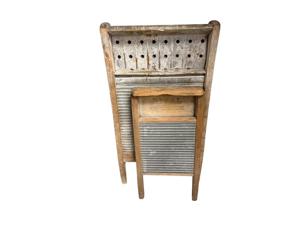ANTIQUE NATIONAL WASHBOARD CO. PATENT 1897 WASHBOARD AND ANTIQUE RIVAL CANADIAN WOODENWARE WASHBA... (1 of 12)