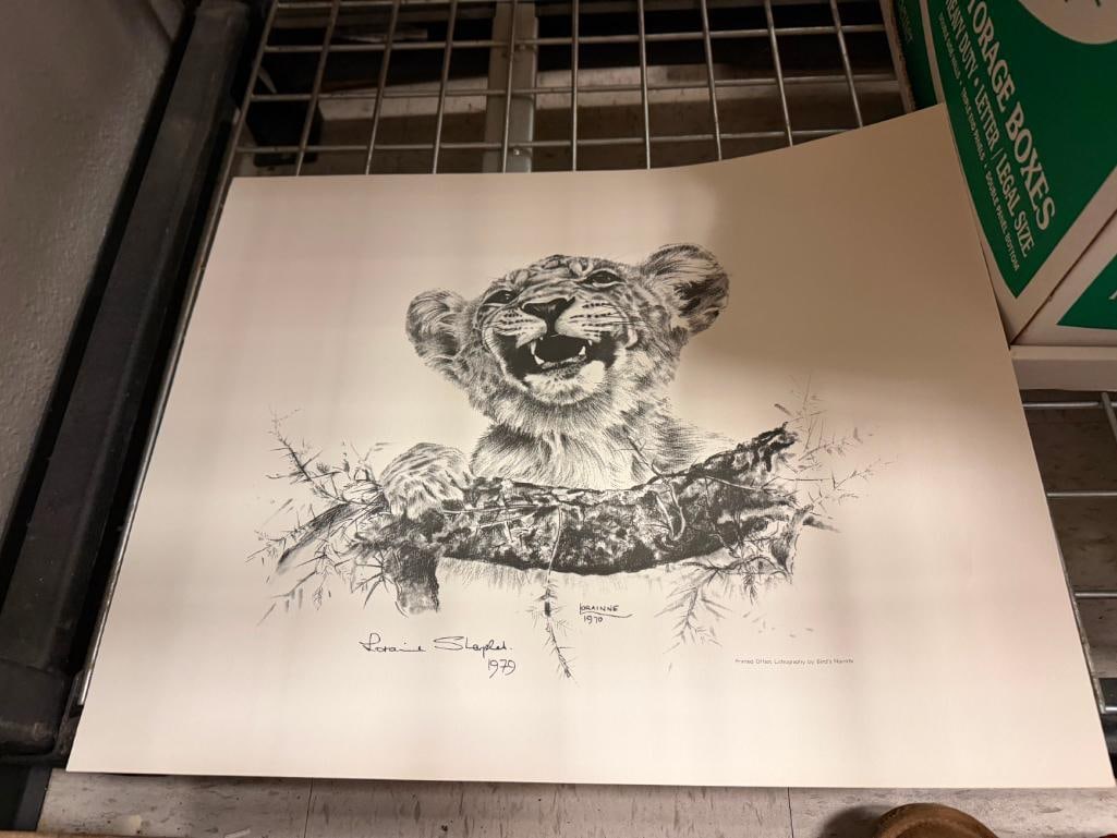 THREE AFRICAN LIONS LITHOGRAPH PRINTS BY LORAINNE SHARPLES - 12