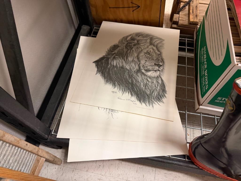 THREE AFRICAN LIONS LITHOGRAPH PRINTS BY LORAINNE SHARPLES - 2