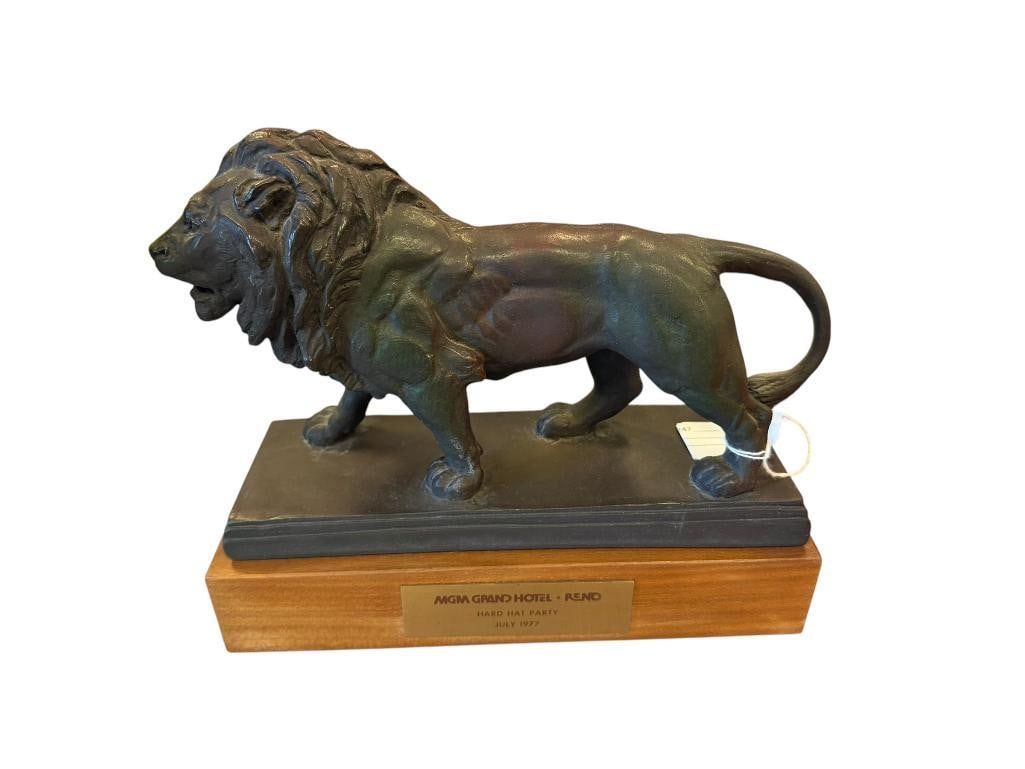 1957 ALVA STUDIOS METAL LION TROPHY AFTER ANTOINE LOUIS BARYE FOR MGM HARD HAT PARTY 1977 RENO, NV (1 of 10)