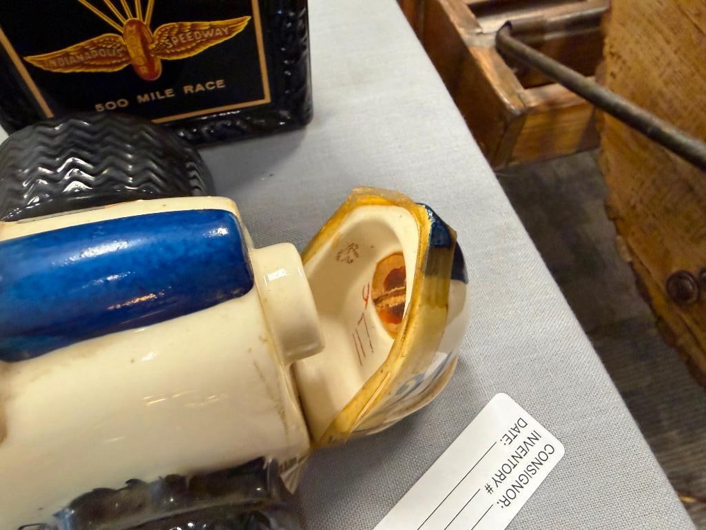 FAMOUS FIRSTS GOLDEN WASP DECANTER AND EZRA BROOKS HERITAGE CHINA INDY RACE CAR DECANTER - 11