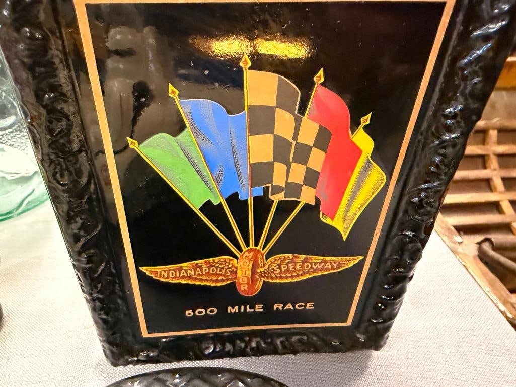 FAMOUS FIRSTS GOLDEN WASP DECANTER AND EZRA BROOKS HERITAGE CHINA INDY RACE CAR DECANTER - 19