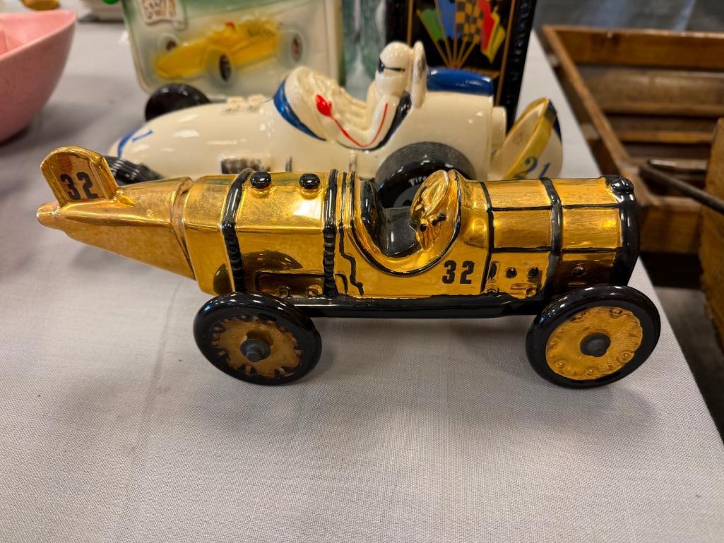 FAMOUS FIRSTS GOLDEN WASP DECANTER AND EZRA BROOKS HERITAGE CHINA INDY RACE CAR DECANTER - 3