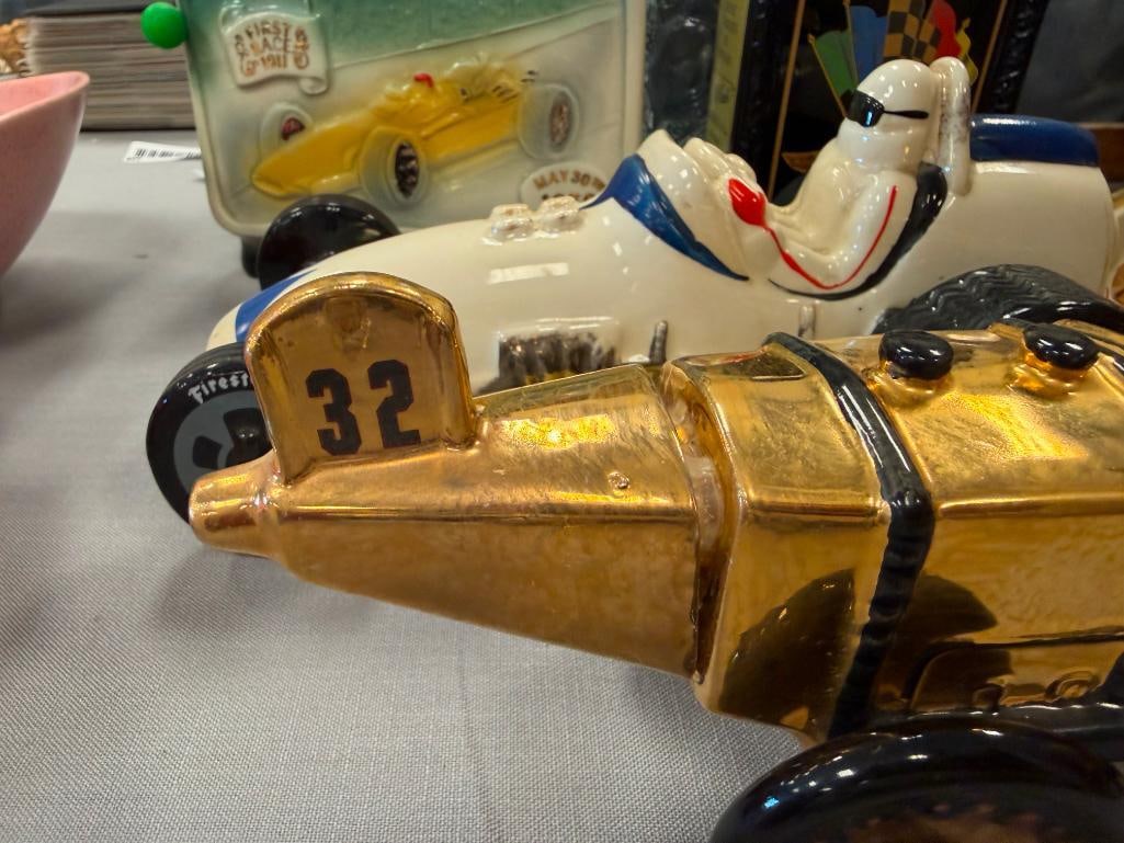 FAMOUS FIRSTS GOLDEN WASP DECANTER AND EZRA BROOKS HERITAGE CHINA INDY RACE CAR DECANTER - 4