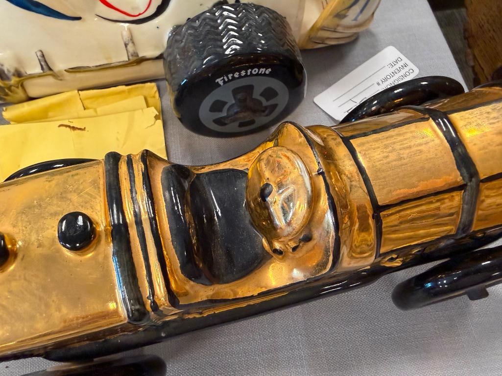 FAMOUS FIRSTS GOLDEN WASP DECANTER AND EZRA BROOKS HERITAGE CHINA INDY RACE CAR DECANTER - 5