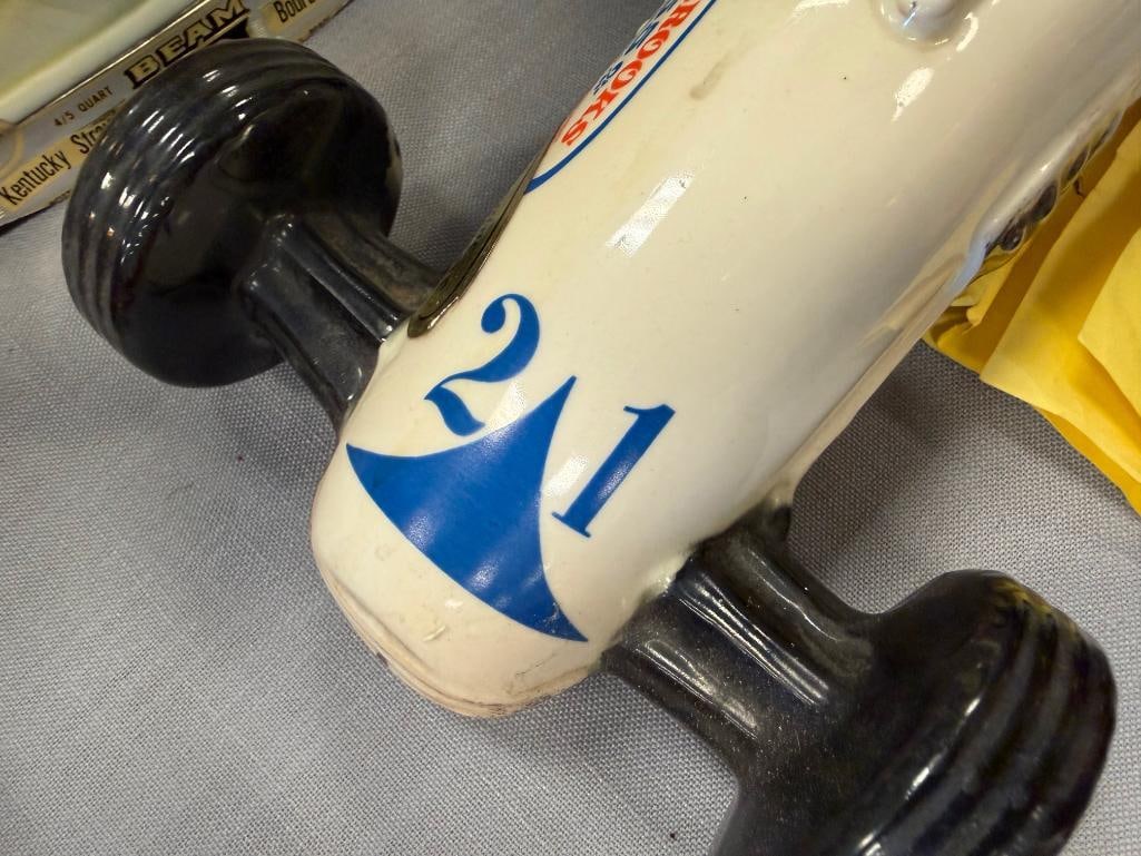 FAMOUS FIRSTS GOLDEN WASP DECANTER AND EZRA BROOKS HERITAGE CHINA INDY RACE CAR DECANTER - 9