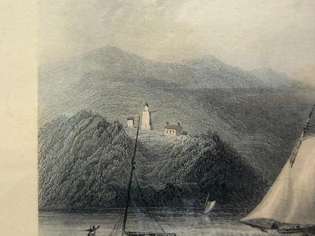 WILLIAM HENRY BARTLETT BRITISH ARTIST STEEL ENGRAVING TITLED LIGHTHOUSE ON THE HUDSON - 8