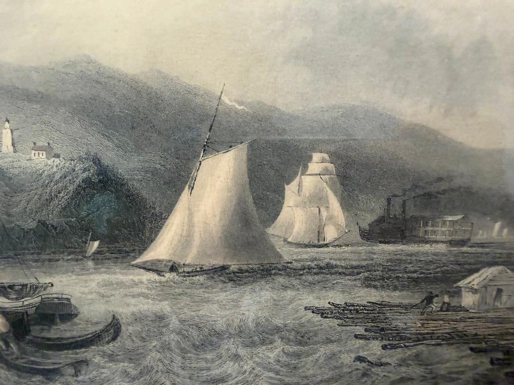 WILLIAM HENRY BARTLETT BRITISH ARTIST STEEL ENGRAVING TITLED LIGHTHOUSE ON THE HUDSON - 9