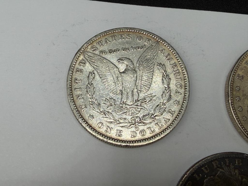 FIVE U.S. MORGAN SILVER DOLLARS - 3