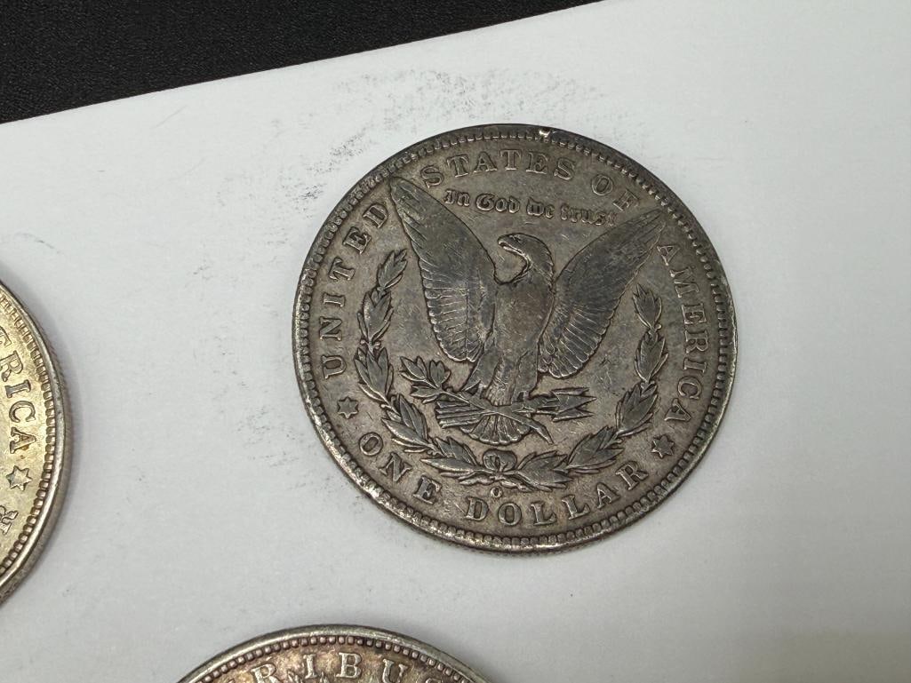 FIVE U.S. MORGAN SILVER DOLLARS - 7