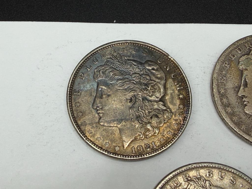 FIVE U.S. MORGAN SILVER DOLLARS - 3