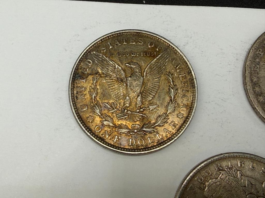 FIVE U.S. MORGAN SILVER DOLLARS - 4