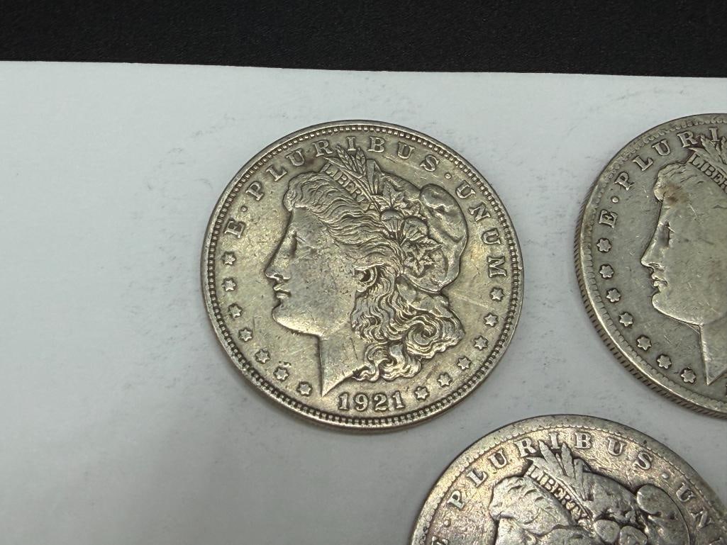 FIVE U.S. MORGAN SILVER DOLLARS - 2
