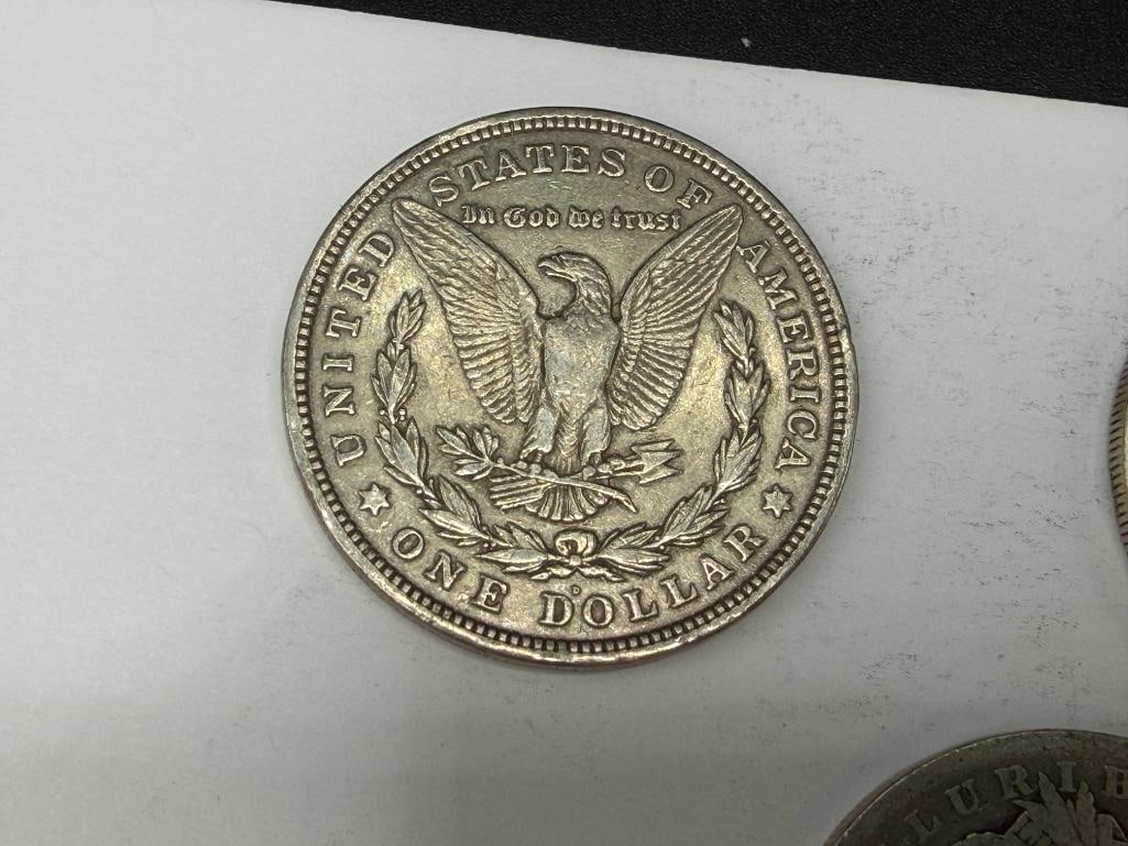 FIVE U.S. MORGAN SILVER DOLLARS - 3