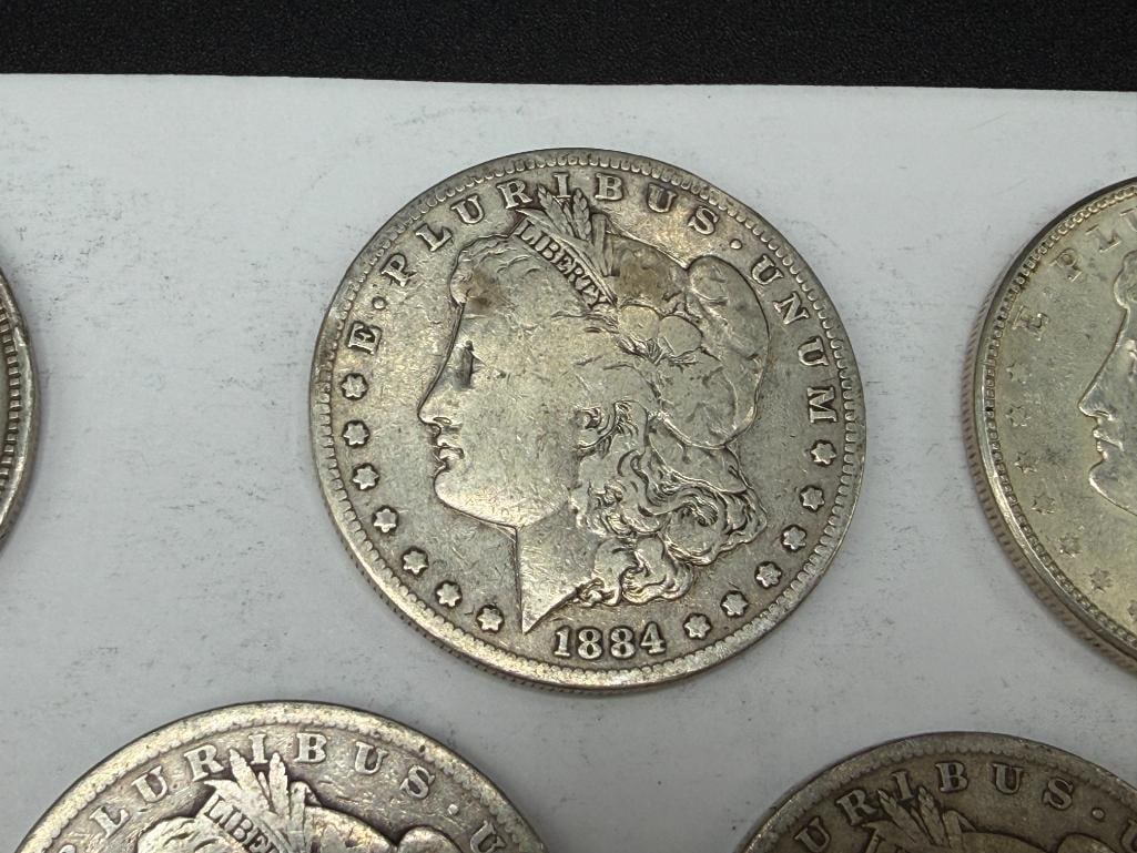 FIVE U.S. MORGAN SILVER DOLLARS - 4