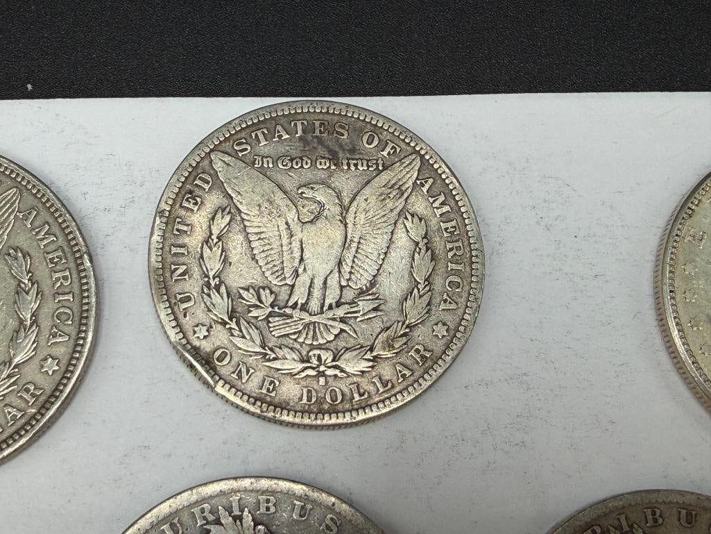 FIVE U.S. MORGAN SILVER DOLLARS - 5