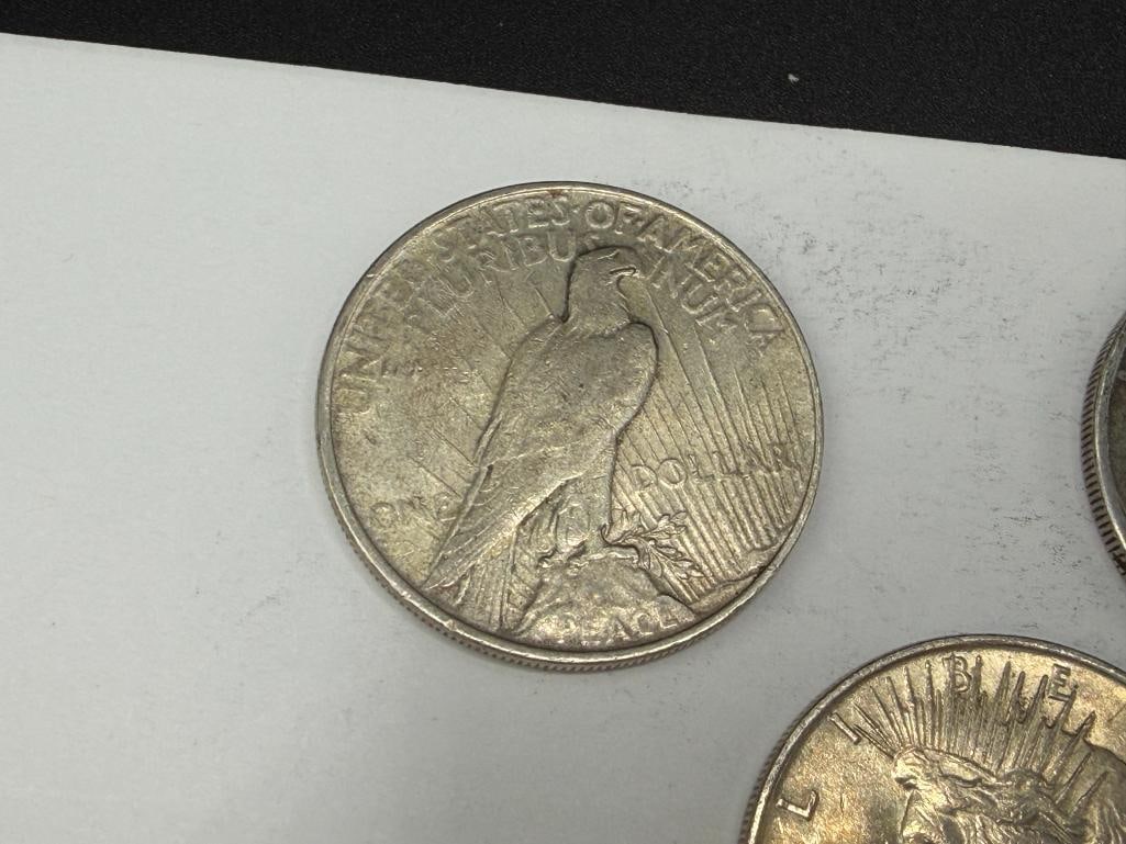 FIVE U.S. PEACE SILVER DOLLARS - 3