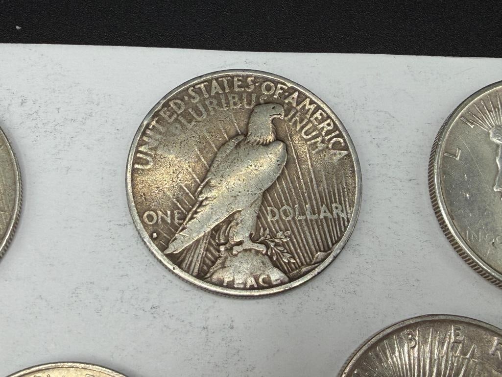 FIVE U.S. PEACE SILVER DOLLARS - 5