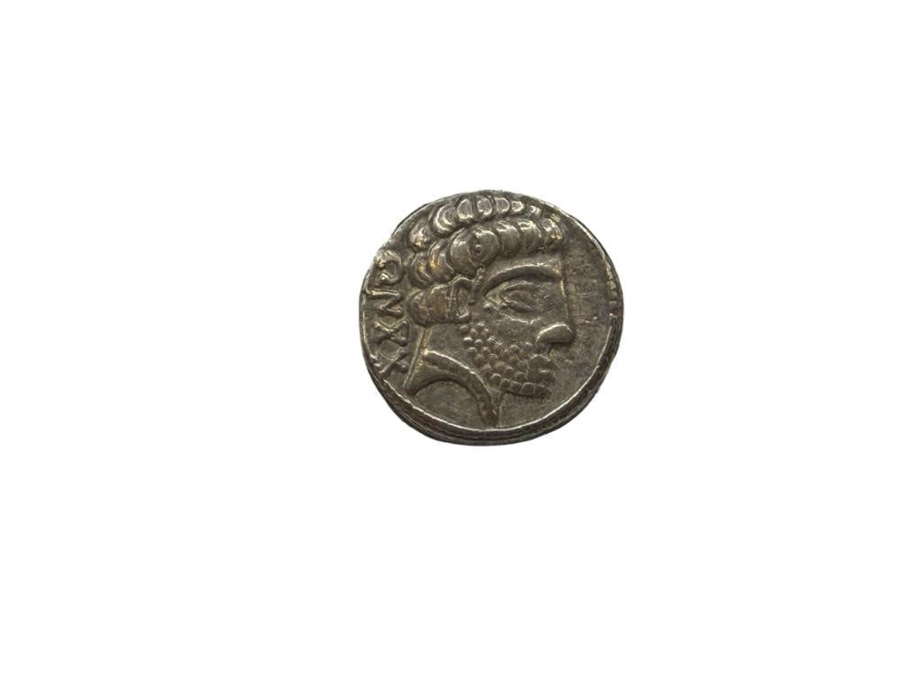 SPAIN BARSKUNES 2ND CENTURY BC AR DRACHM-DENARIUS ANCIENT COIN: 5/8"