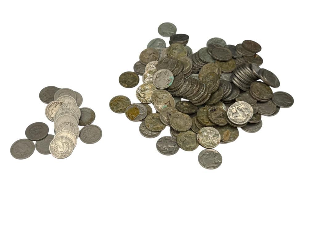 U.S. BUFFALO NICKEL AND LIBERTY "V" NICKELS: APPROX. 150 NICKELS