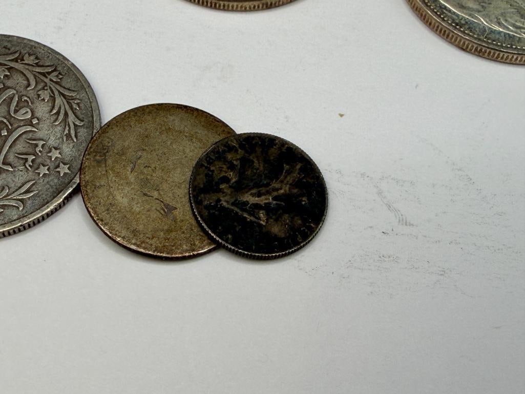 ASSORTED FOREIGN SILVER COINS INCLUDING FIVE MEXICO COINS, FOUR CANADIAN COINS, AND MORE - 14