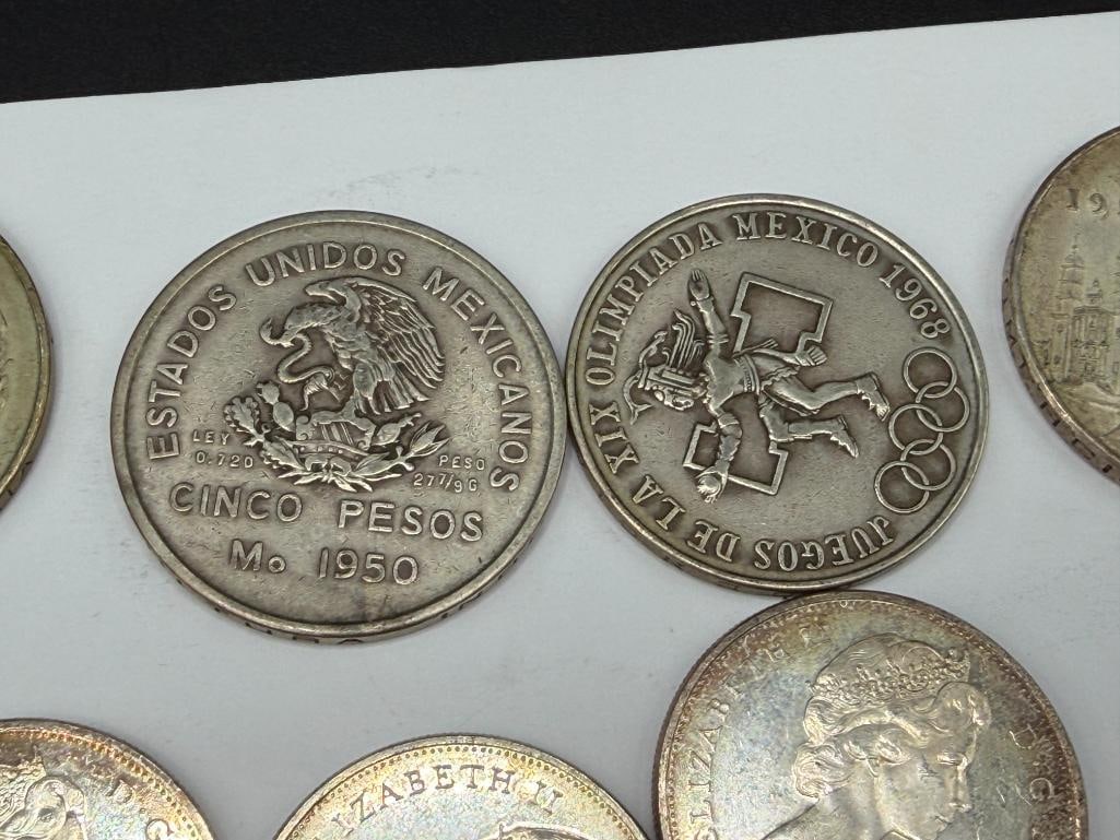 ASSORTED FOREIGN SILVER COINS INCLUDING FIVE MEXICO COINS, FOUR CANADIAN COINS, AND MORE - 4