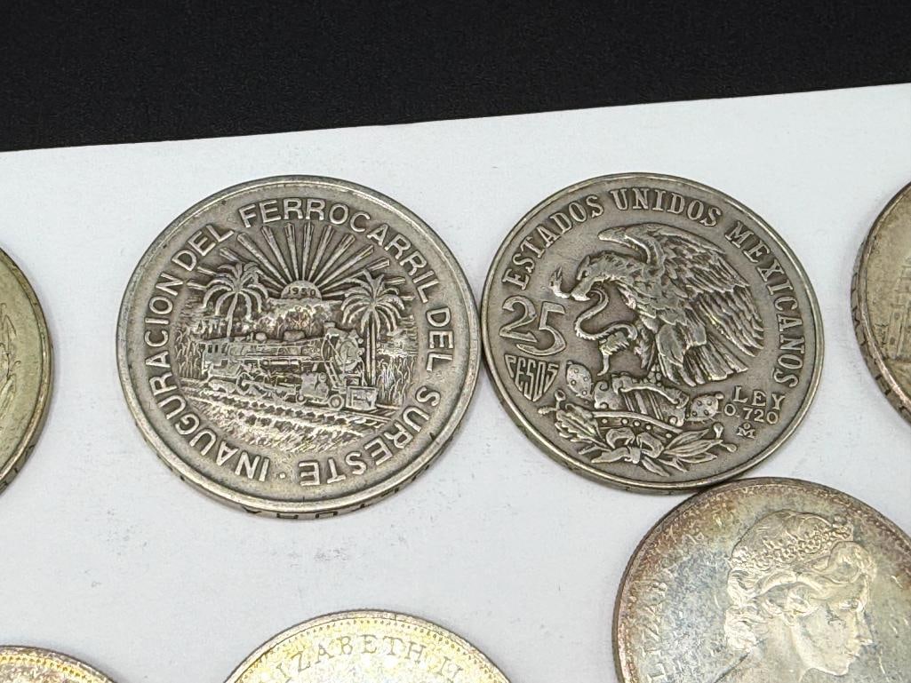 ASSORTED FOREIGN SILVER COINS INCLUDING FIVE MEXICO COINS, FOUR CANADIAN COINS, AND MORE - 5