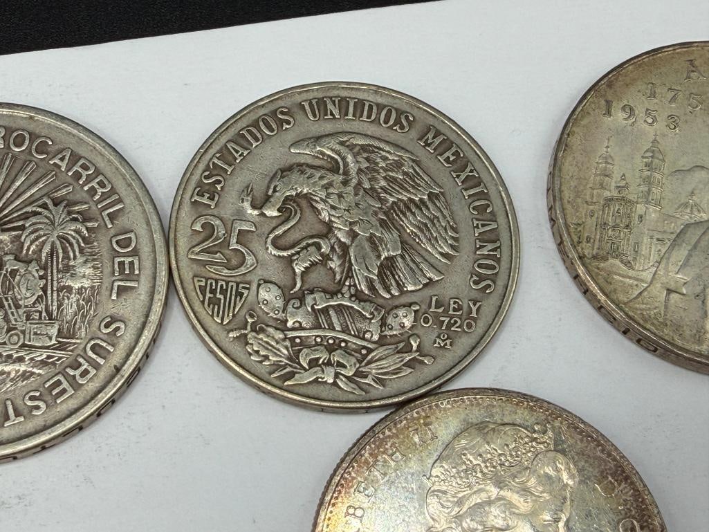 ASSORTED FOREIGN SILVER COINS INCLUDING FIVE MEXICO COINS, FOUR CANADIAN COINS, AND MORE - 6