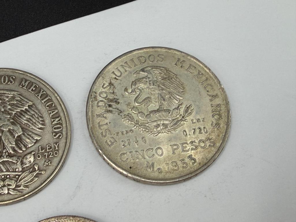 ASSORTED FOREIGN SILVER COINS INCLUDING FIVE MEXICO COINS, FOUR CANADIAN COINS, AND MORE - 8