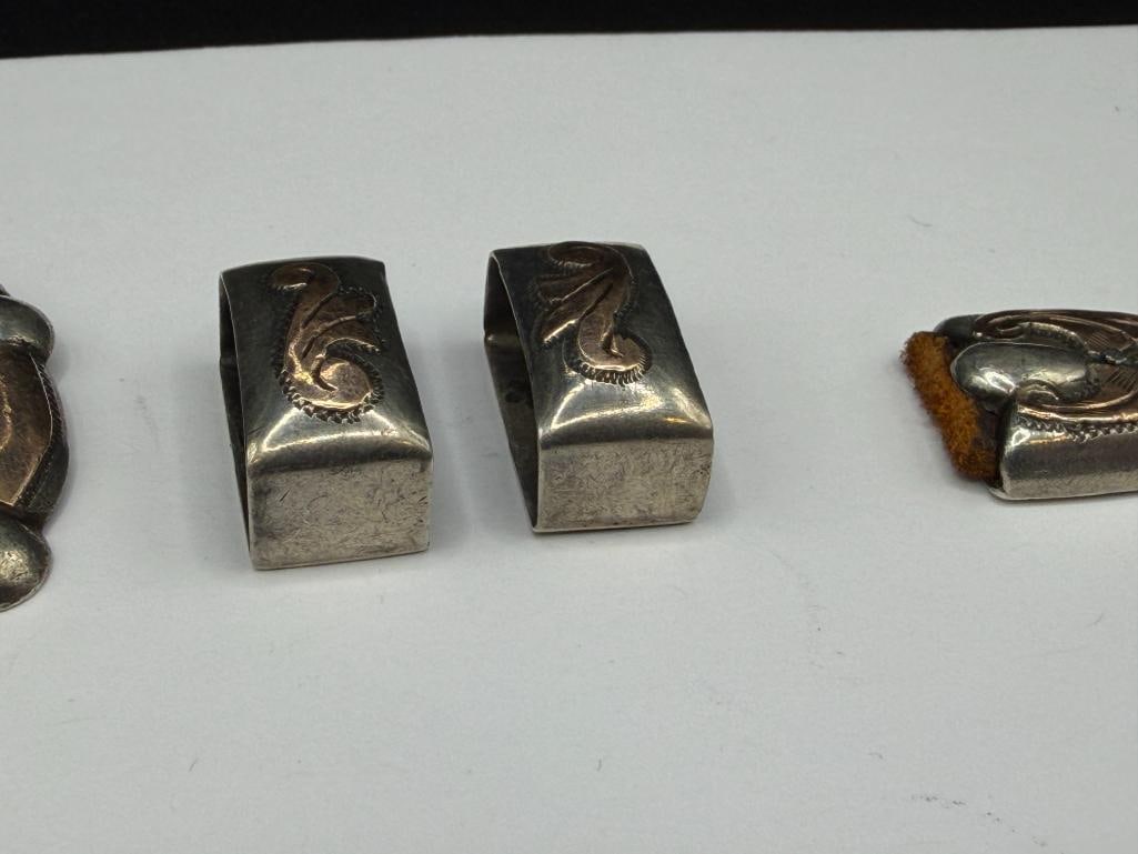 VINTAGE MEXICO MADE STERLING SILVER AND GOLD PLATED WESTERN LADIES / CHILD'S BELT BUCKLE SET - 3
