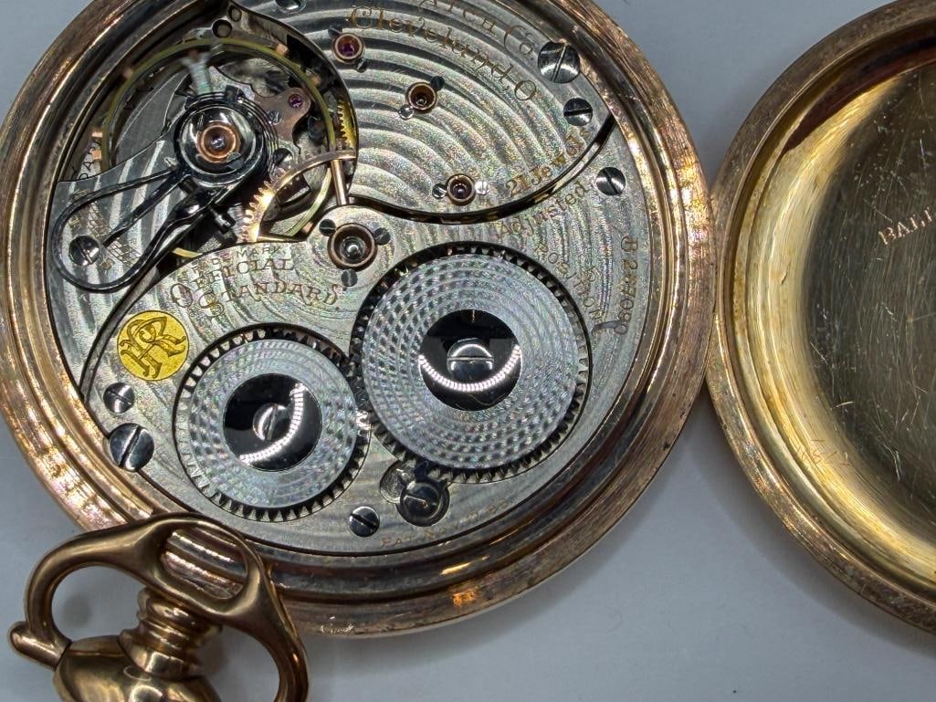 ANTIQUE 1919 BALL GRADE OFFICIAL STANDARD 21 JEWELS POCKET WATCH - 9