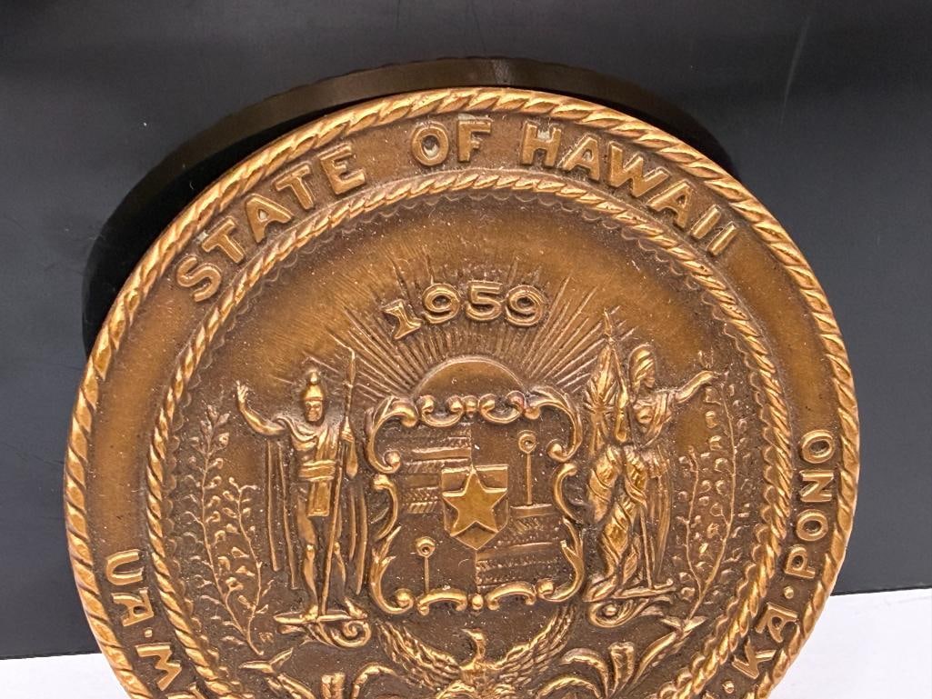 VINTAGE HAWAII STATEHOOD COMMEMORATIVE STATE OF HAWAII BRONZE MEDAL " THE ALOHA STATE " - 2