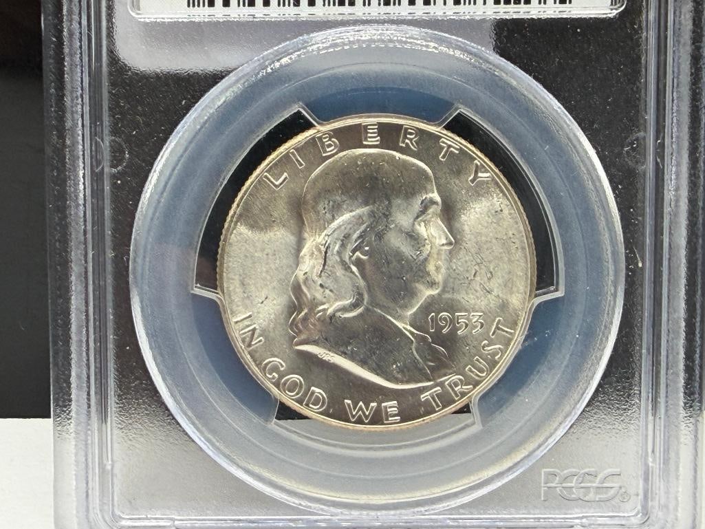 1953-S U.S. FRANKLIN SILVER HALF DOLLAR PCGS MS64 - 2