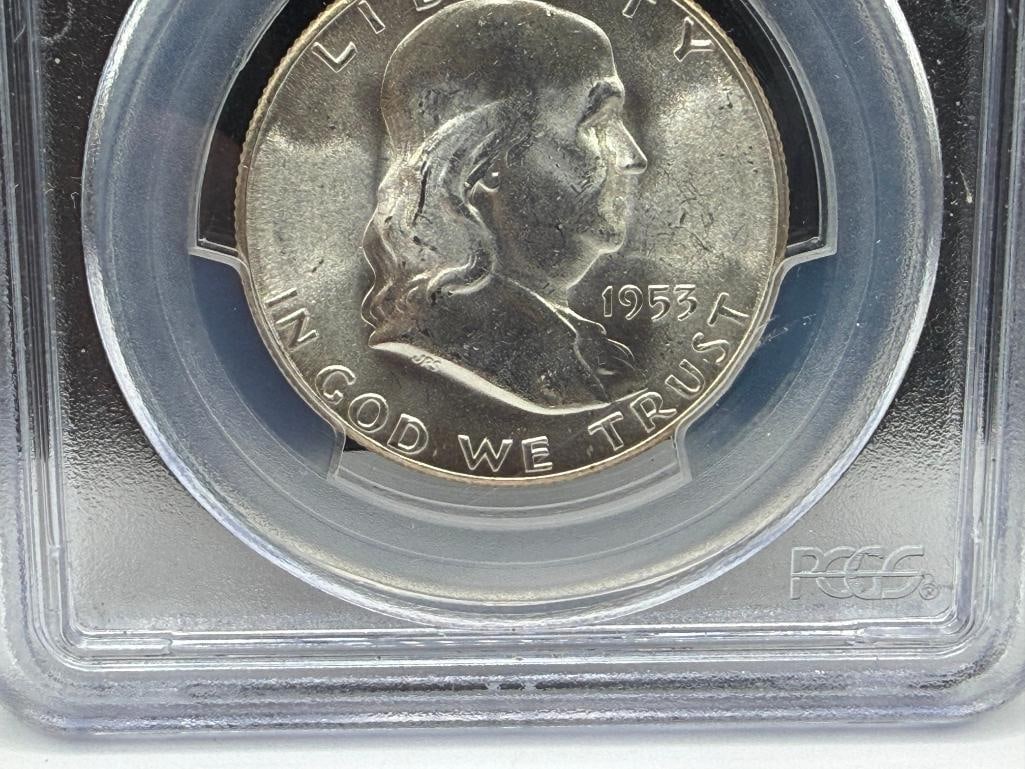 1953-S U.S. FRANKLIN SILVER HALF DOLLAR PCGS MS64 - 4