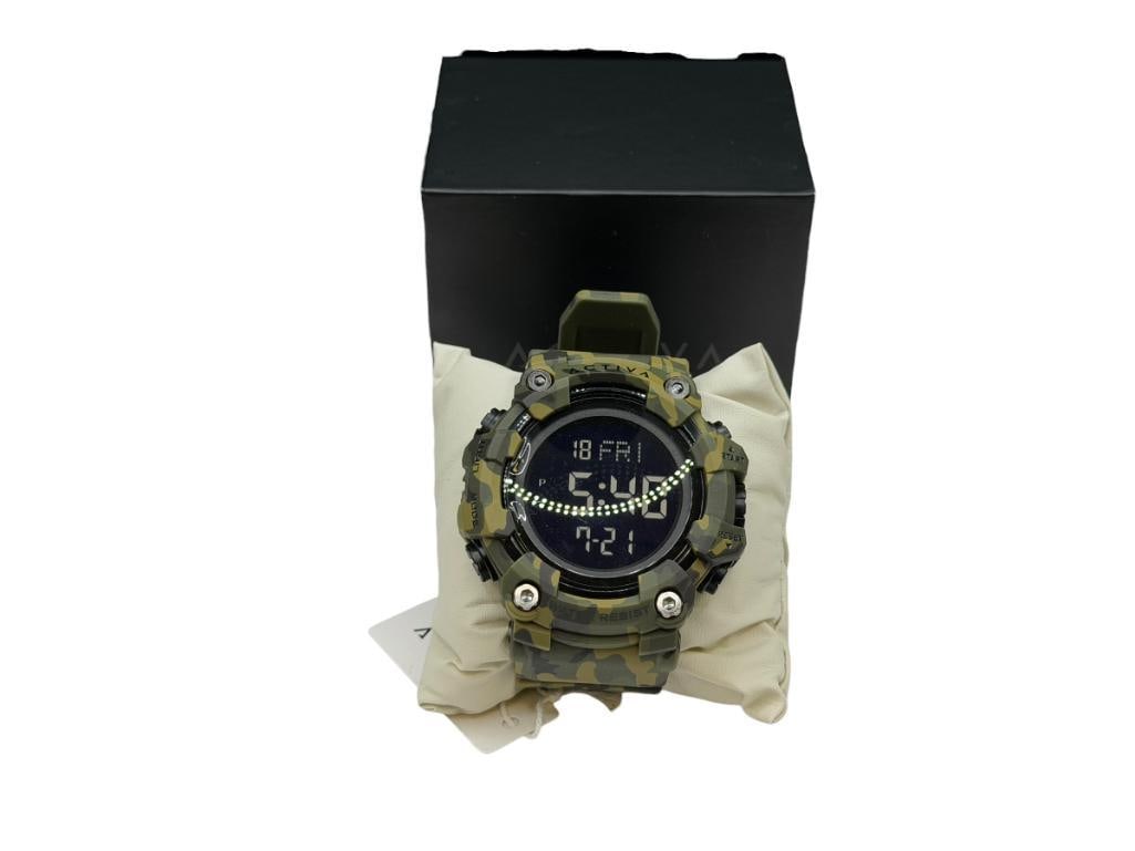 MEN'S INVICTA ACTIVA MODEL ACW1968-001 QUARTZ DIGITAL WRISTWATCH: INCLUDES ORIGINAL BOX, RUNNING CONDITION, CAMOUFLAGE STRAP, 5 ATM WATER RESISTANT, SERIAL NO. 495494 56MM CASE