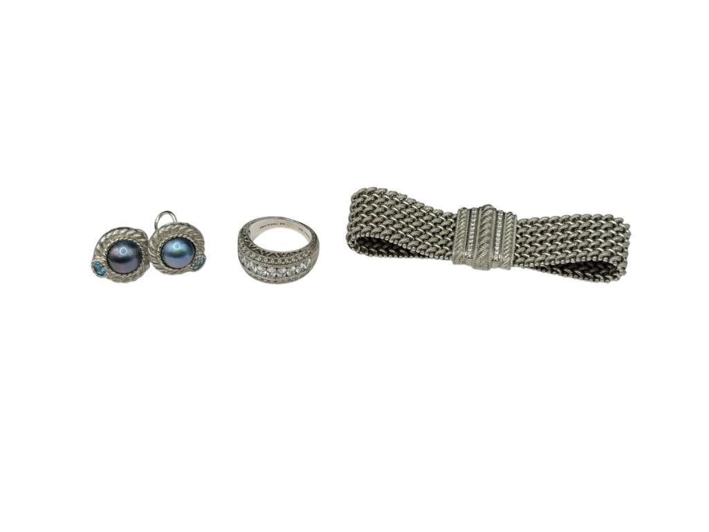 JUDITH RIPKA DESIGNER SIGNED STERLING SILVER JEWELRY INCLUDING RING, BRACELET, AND EARRINGS (1 of 10)