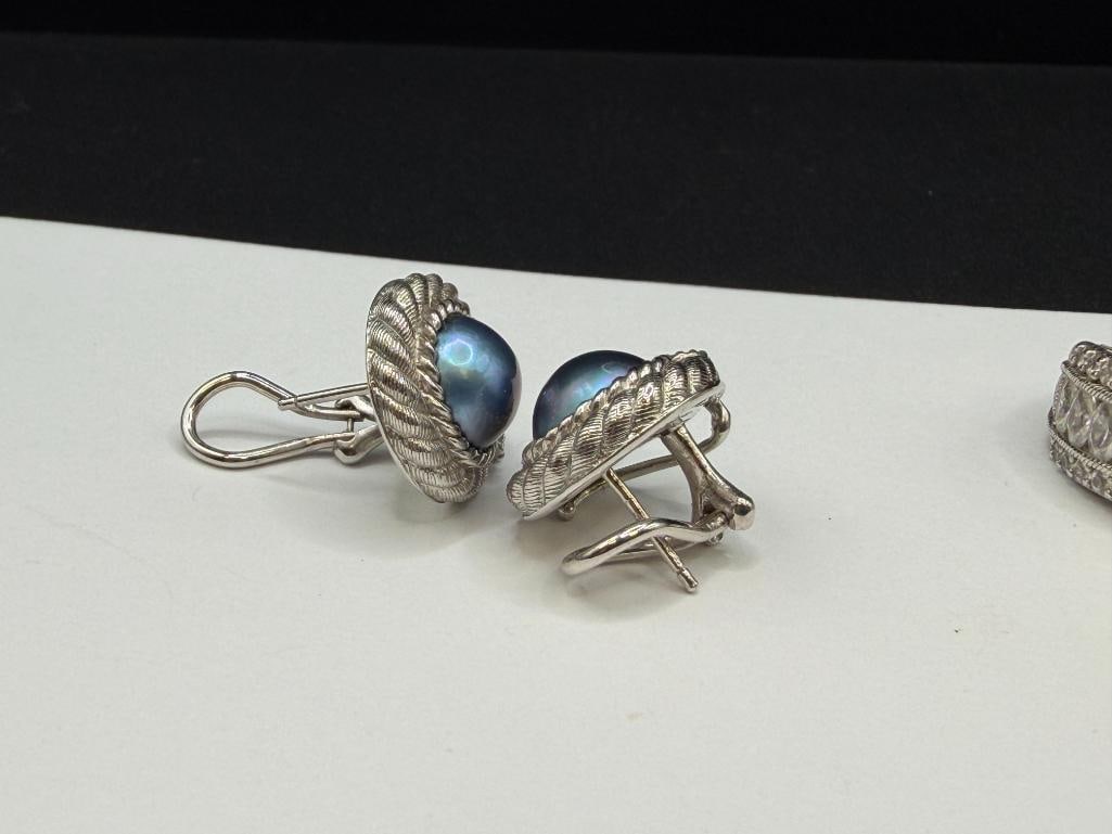 JUDITH RIPKA DESIGNER SIGNED STERLING SILVER JEWELRY INCLUDING RING, BRACELET, AND EARRINGS - 3
