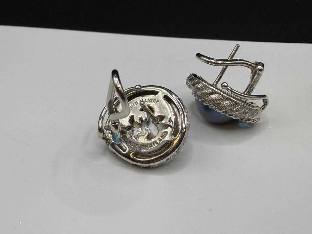 JUDITH RIPKA DESIGNER SIGNED STERLING SILVER JEWELRY INCLUDING RING, BRACELET, AND EARRINGS - 4
