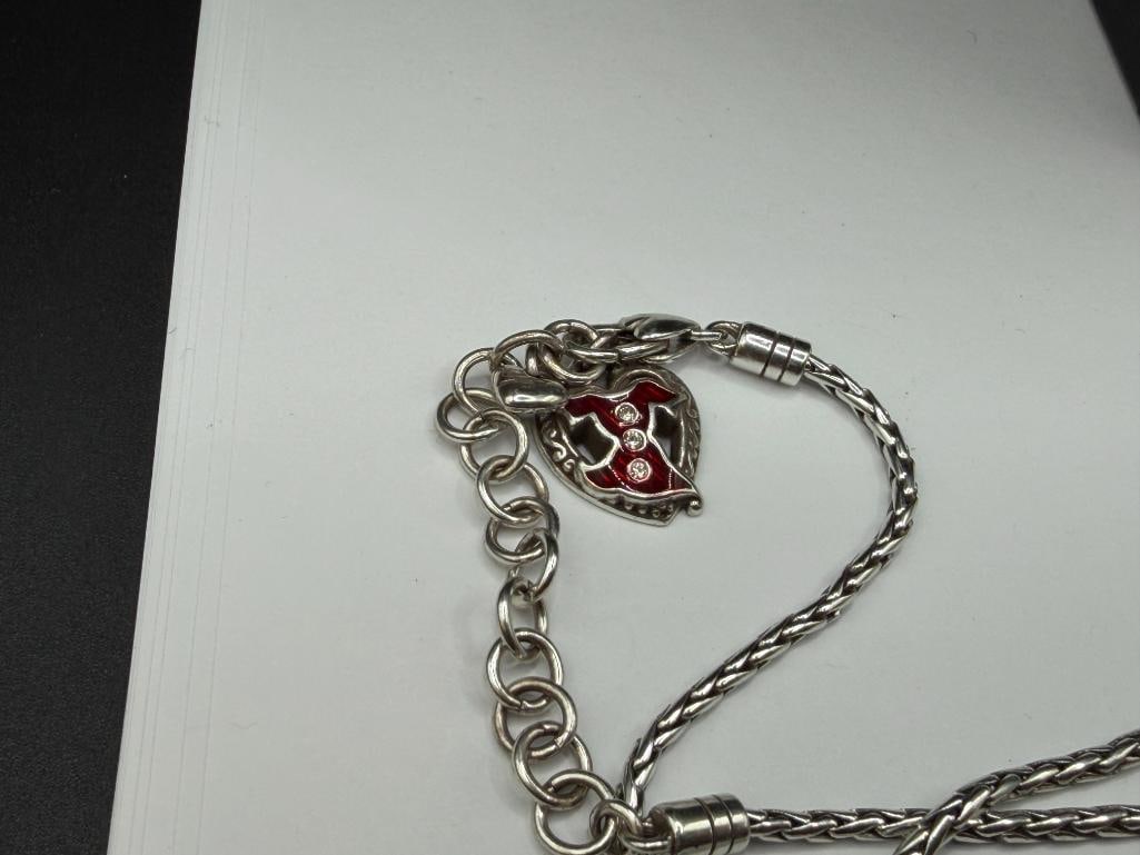 BRIGHTON DESIGNER SIGNED SILVER PLATED RED STONE HEART PENDANT NECKLACE "LOVE YOUR" - 7
