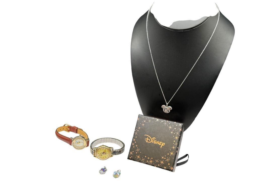 DISNEY JEWELRY INCLUDING STERLING SILVER MICKEY MOUSE "K" INITIAL PENDANT NECKLACE (1 of 10)