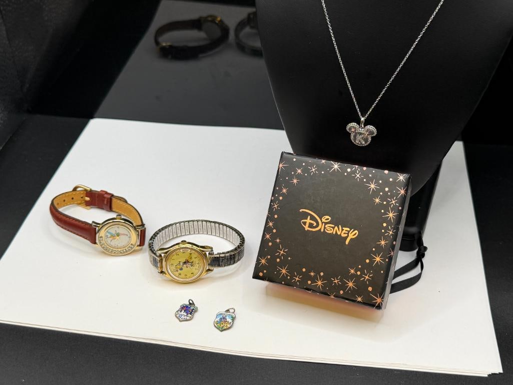 DISNEY JEWELRY INCLUDING STERLING SILVER MICKEY MOUSE "K" INITIAL PENDANT NECKLACE - 2