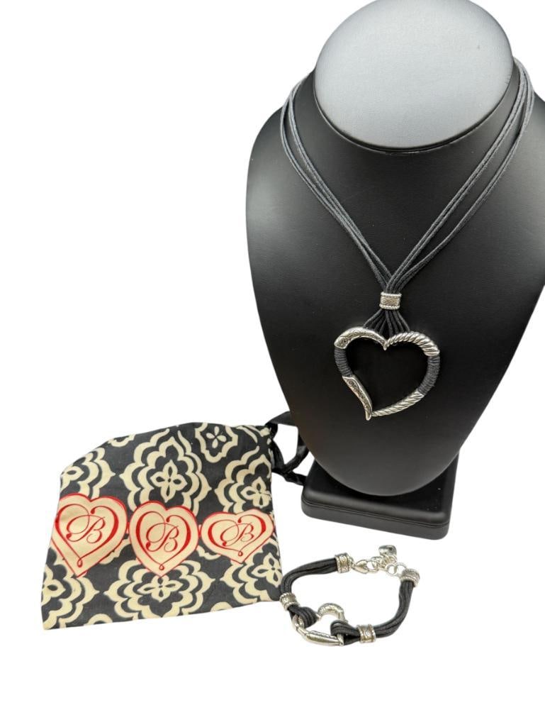 BRIGHTON DESIGNER SIGNED HERITAGE HEART NECKLACE AND MATCHING BRACELET WITH MULTI-STRAND DESIGN (1 of 9)