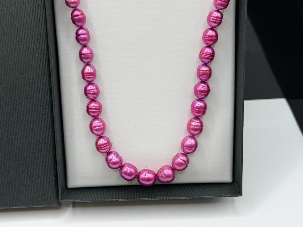 HONORA COLLECTION DYED FUSCHIA RINGED BAROQUE FRESHWATER PEARL NECKLACE - 2