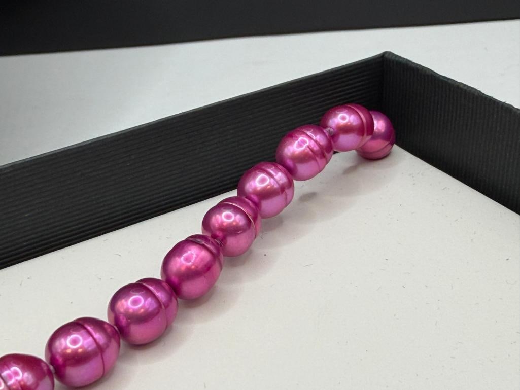 HONORA COLLECTION DYED FUSCHIA RINGED BAROQUE FRESHWATER PEARL NECKLACE - 4