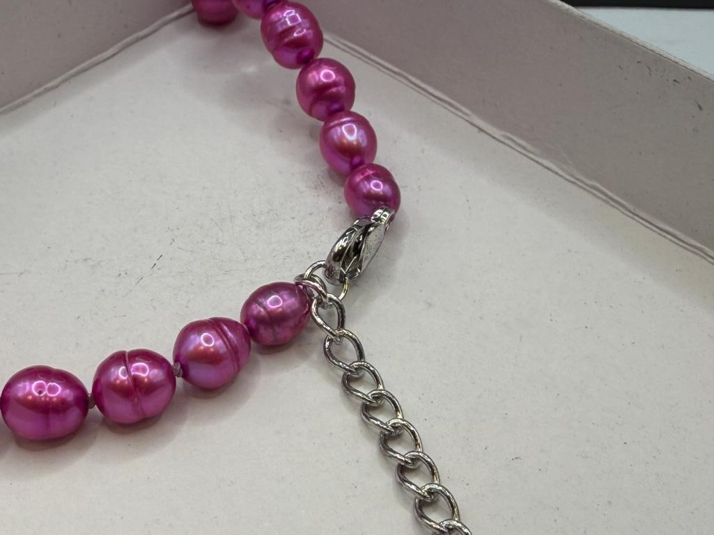 HONORA COLLECTION DYED FUSCHIA RINGED BAROQUE FRESHWATER PEARL NECKLACE - 6
