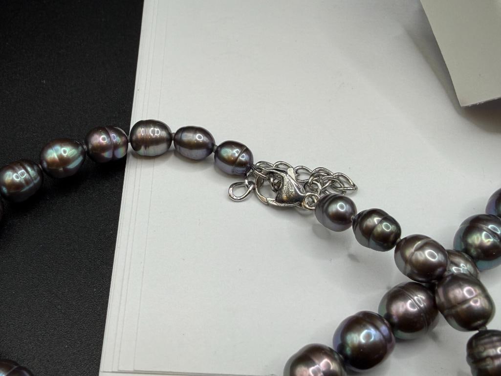 DYED PURPLE RINGED BAROQUE PEARL JEWELRY SET INCLUDING NECKLACE, BRACELETS, AND EARRINGS - 3